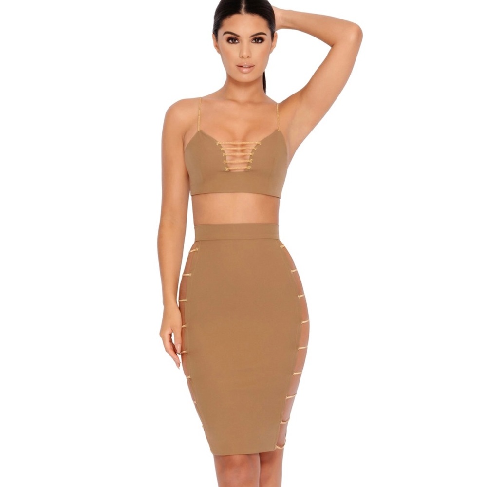 Oh Polly Two piece nude chain set